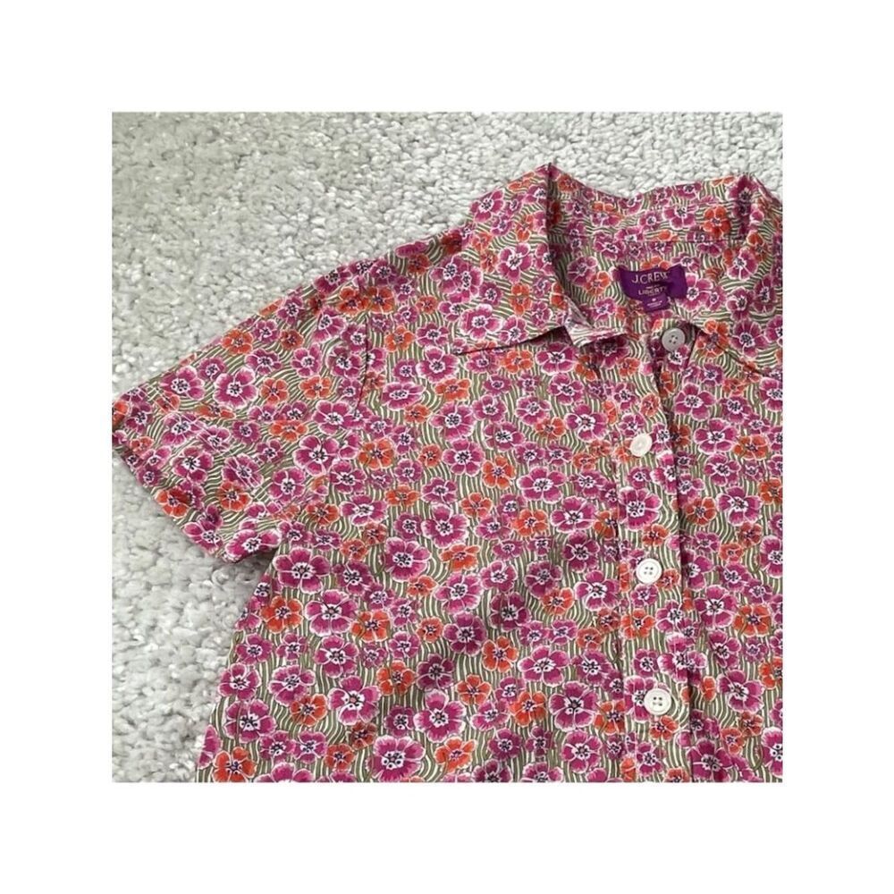 J Crew Cropped Gamine Shirt Liberty Ellie Floral Pink Womens 6 - Picture 6 of 8